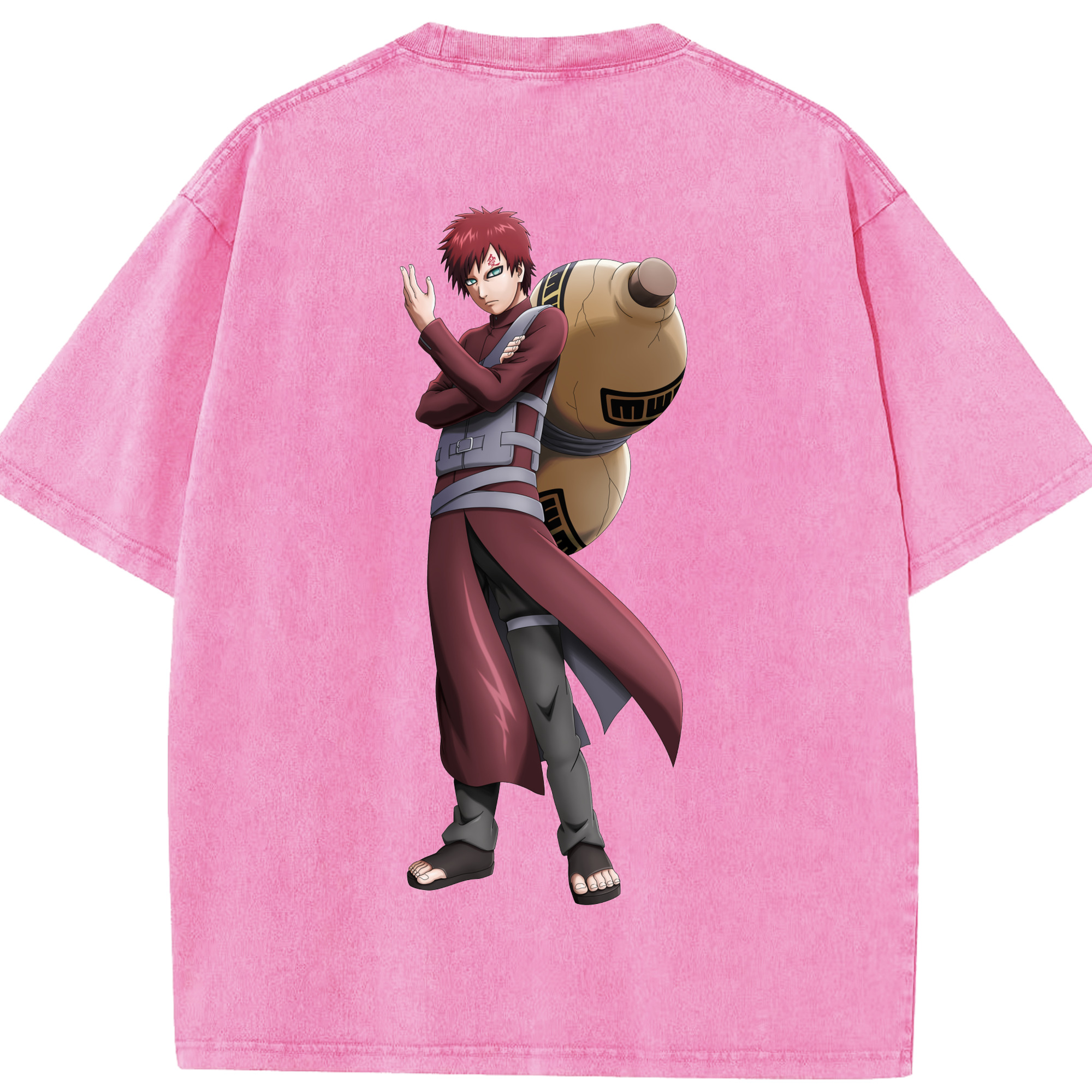 （画像用） NARUTO -ナルト- ガアラ Gaara 綿100% ヴィンテージ風 半袖Tシャツ（背面プリント）